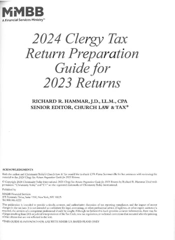 2024 Clergy Tax Return Preparation Guide for 2023 Returns