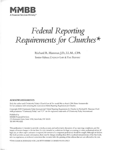 Federal Reporting Requirements for Churches