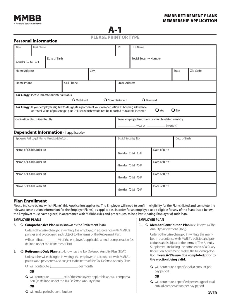 A-1 Membership Application Form (Print on demand) | MMBB Storefront