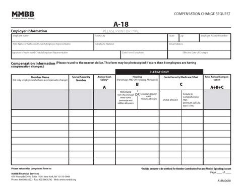 A-18 Compensation Change Request (Print on demand)