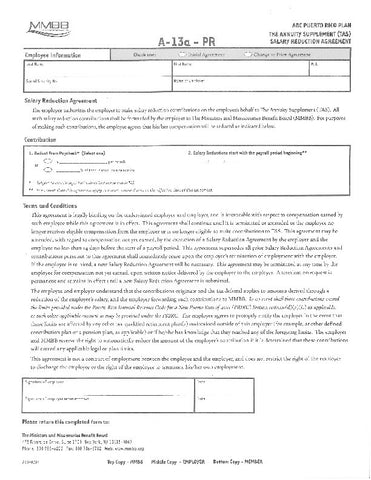 A-13a PR  ABC PUERTO RICO PLAN (TAS) SALARY REDUCTION AGREEMENT (A13P0214)