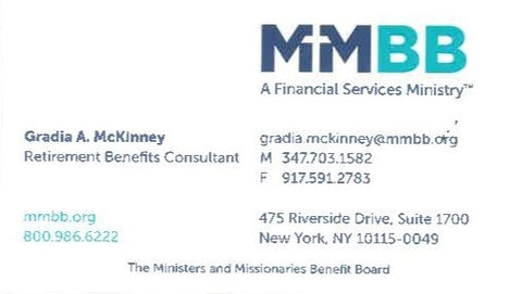 Business Card - Gradia McKinney-“Retirement Benefits Consultant" (BCGM0116)